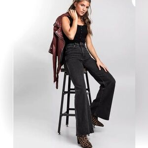 WRANGLER Black Wash Flare Wide Leg Jeans
